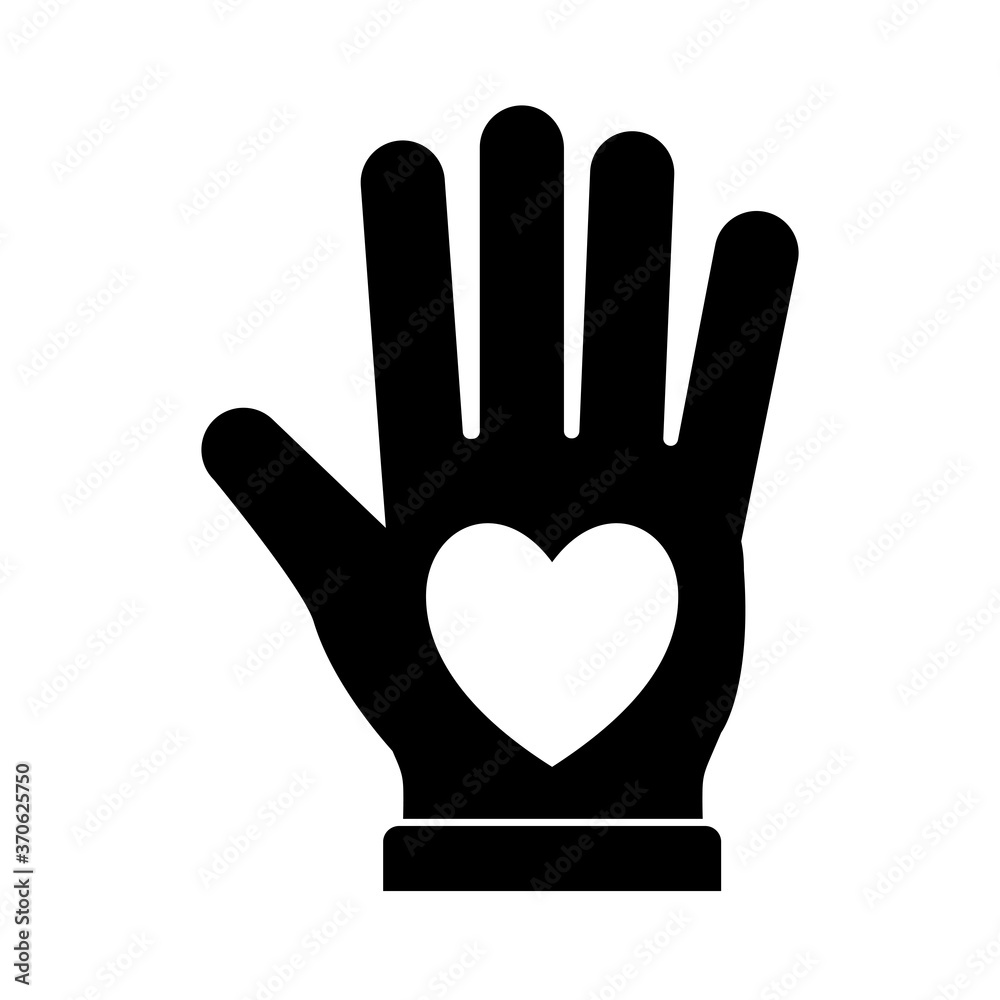 heart in hand silhouette style icon design of Charity and donation theme Vector illustration heart in hand silhouette style icon design of Charity and donation theme Vector illustration