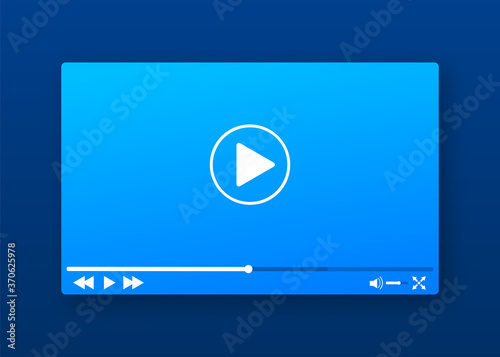 Template video frame. Template media player. Mobile app interface. Vector stock illustration.