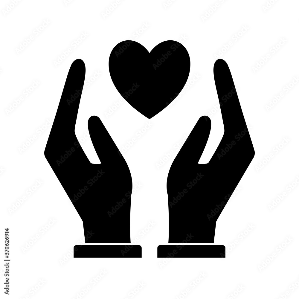 heart between hands silhouette style icon design of Charity and donation theme Vector illustration heart between hands silhouette style icon design of Charity and donation theme Vector illustration