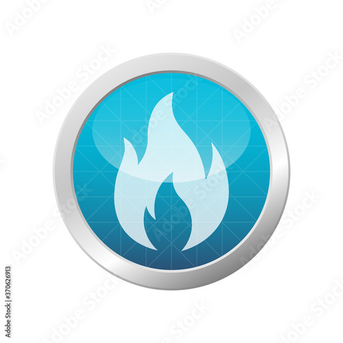 Flames icon light blue shiny circle fire symbol vector illustration