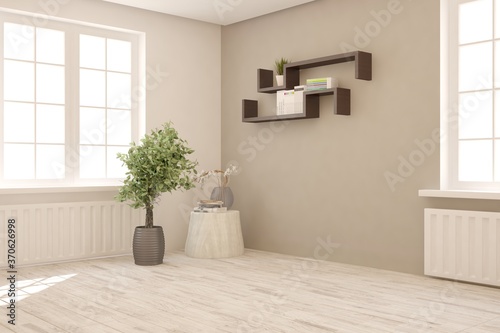 White minimalist empty room. Scandinavian interior design. 3D illustration © AntonSh