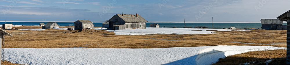 Abandoned Tobseda village, Barents Sea coastal area, Russia
