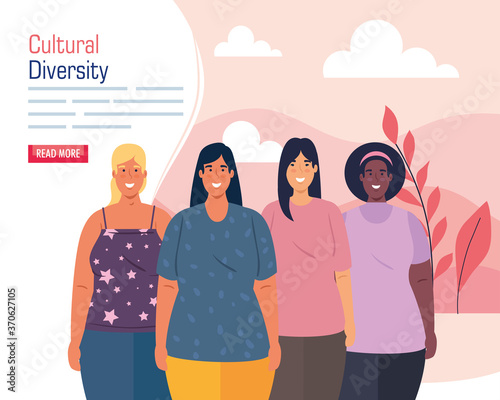 multiethnic group women, cultural and diversity concept vector illustration design