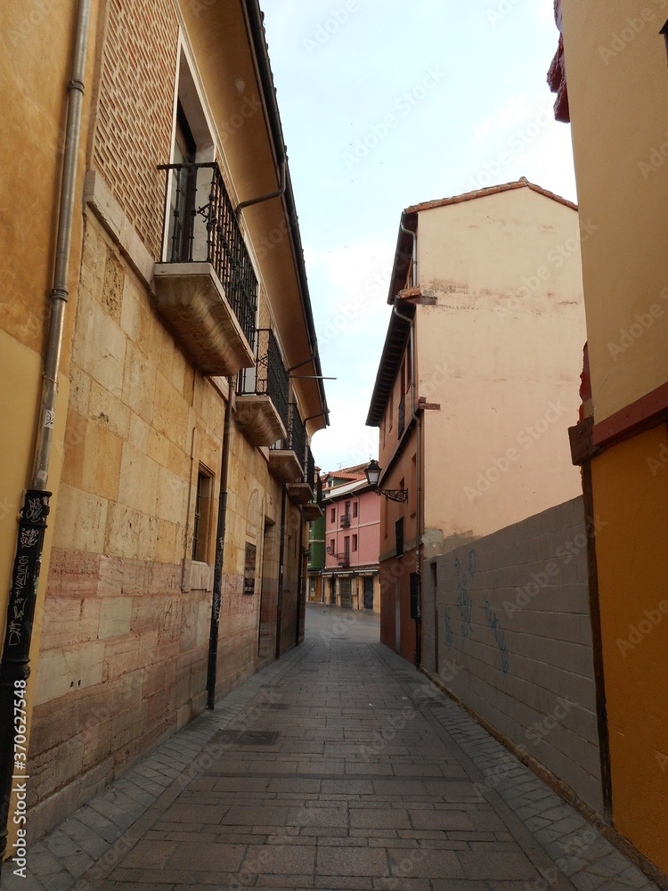 Emty street of ancient Spain village. 