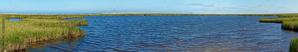 Lake in tundra in Barents Sea coastal area, Russia