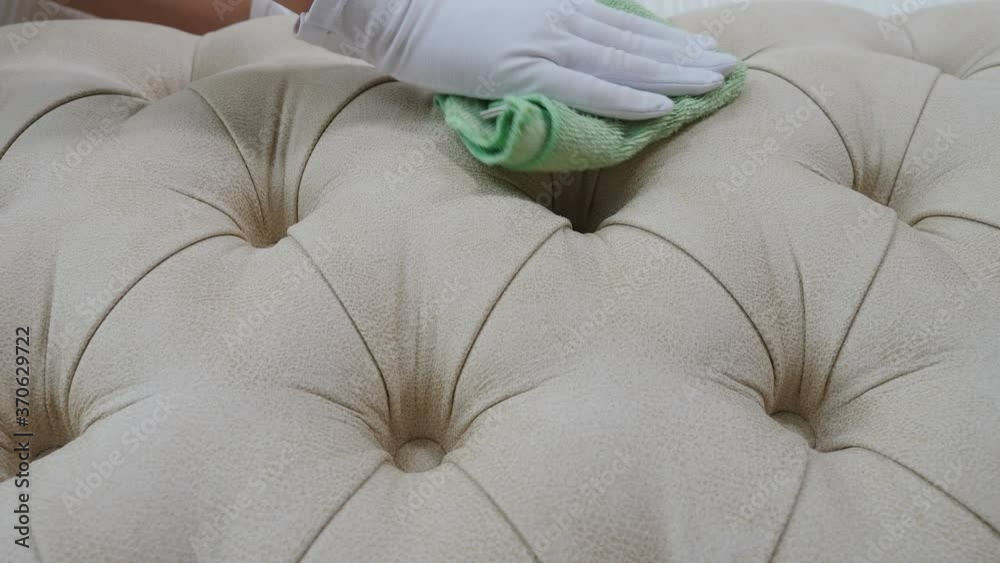 Video Stock Hotel and apartment cleaning. Soft furniture surface being