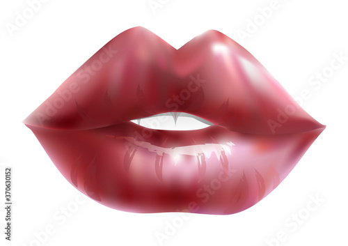 Plump red lips. Trandy sexy lips. Vector illustration