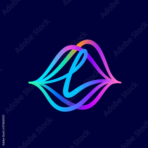 L letter logo with sound wave flow.