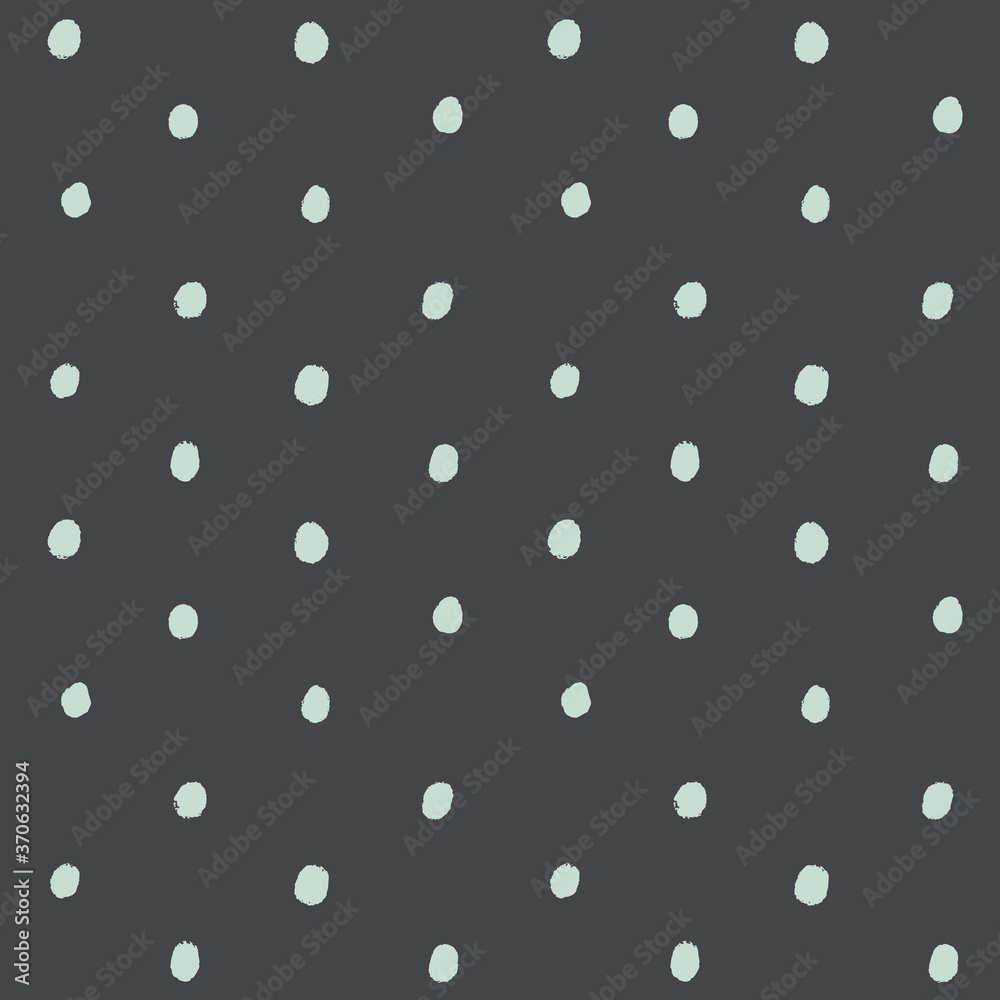 cute hand drawn doodle polka dot seamless pattern in charcoal grey and soft light mint