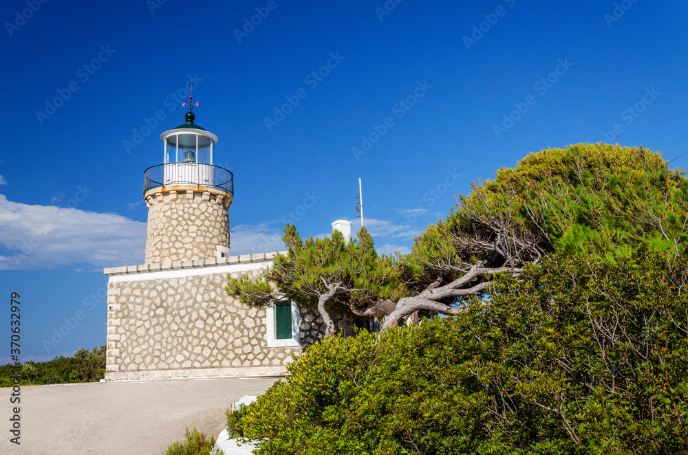 Skinari lighthouse on the north of Zakynthos island on Ionian Sea, Greece. Skinari lighthouse on the north of Zakynthos island on Ionian Sea, Greece.