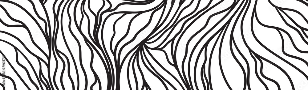 Fototapeta premium Monochrome wave pattern. Wavy background. Black and white wallpaper