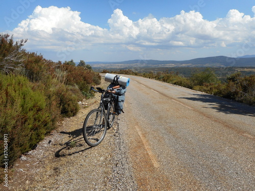 Fototapeta Naklejka Na Ścianę i Meble -  Bicycle on the country mountain road . Spain