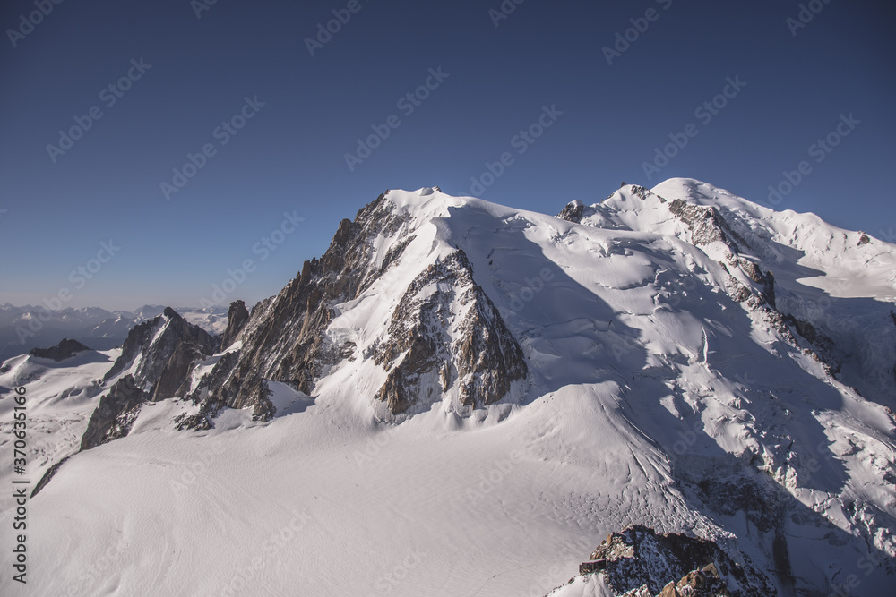 French alps mountain Chamonix-Mont-Blanc view from Aiguille du Midi