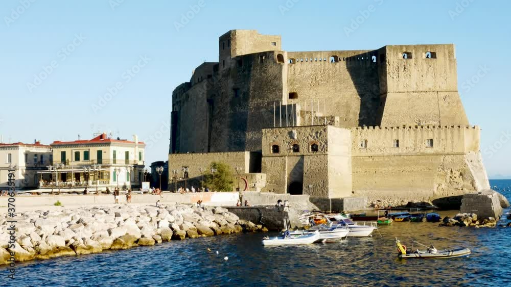 Naples, Italy, landscape of the Egg castle at sunset Naples, Italy, landscape of the Egg castle at sunset