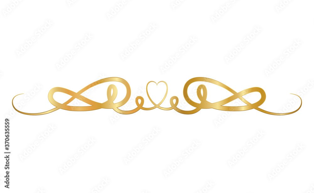 gold ornament in ribbon shaped with heart in center design of Decorative element theme Vector illustration gold ornament in ribbon shaped with heart in center design of Decorative element theme Vector illustration
