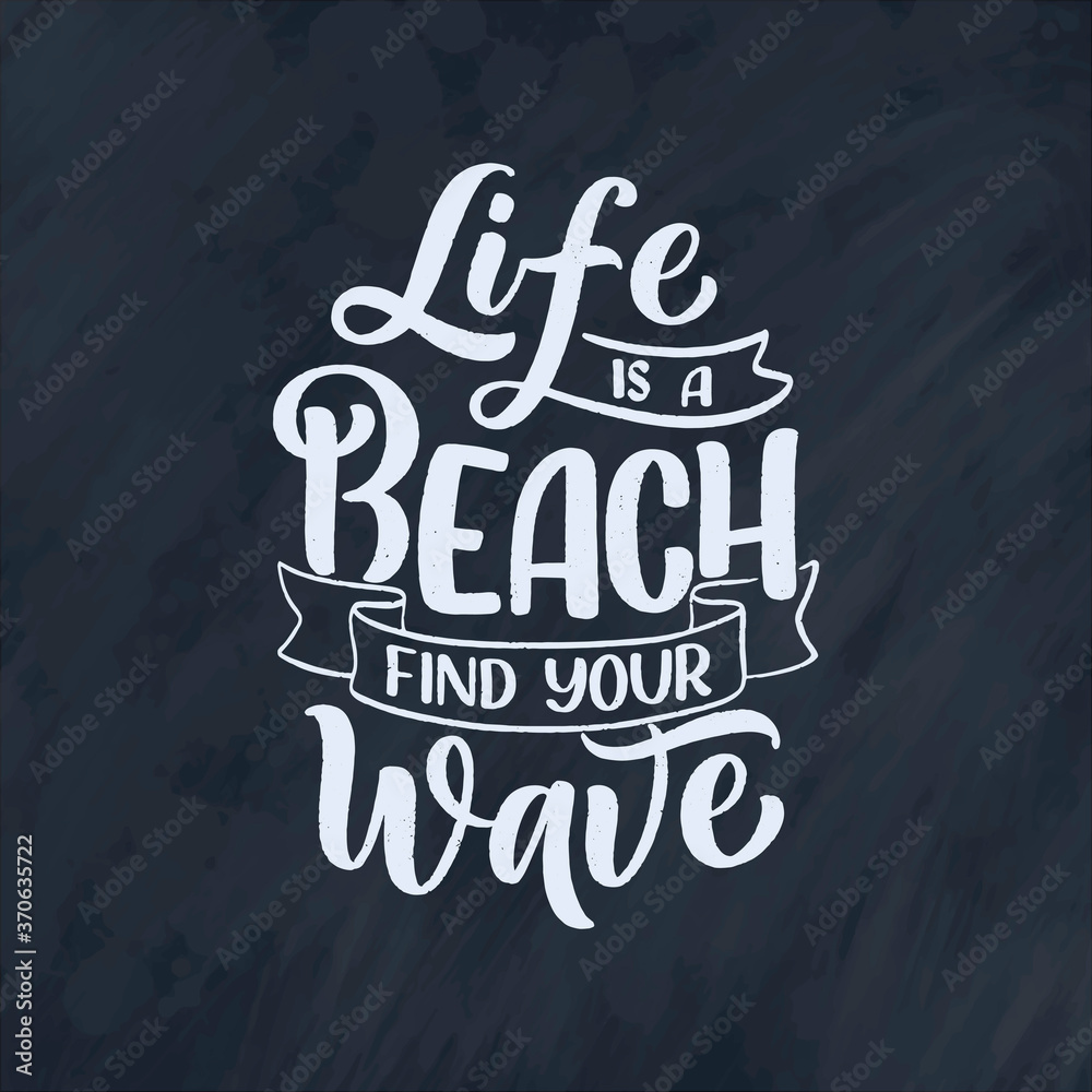 Obraz premium Hand drawn lettering composition about Summer. Funny season slogan. Isolated calligraphy quote for travel agency, beach party. Great design for banner, postcard, print or poster. Vector