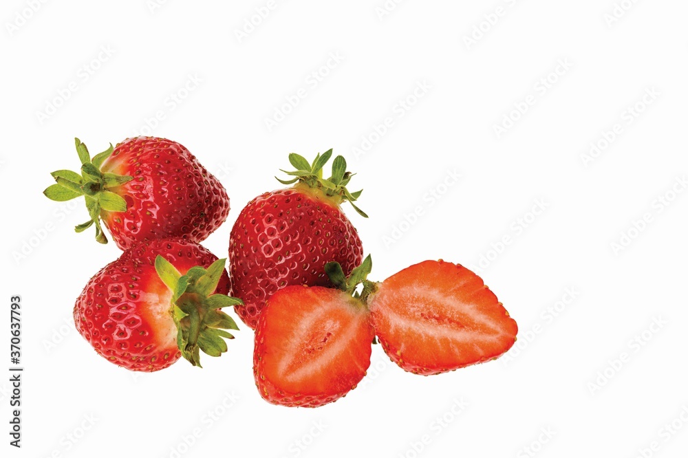 Close up view of fresh red strawberry isolated on white background. Healthy food concept. Close up view of fresh red strawberry isolated on white background. Healthy food concept.