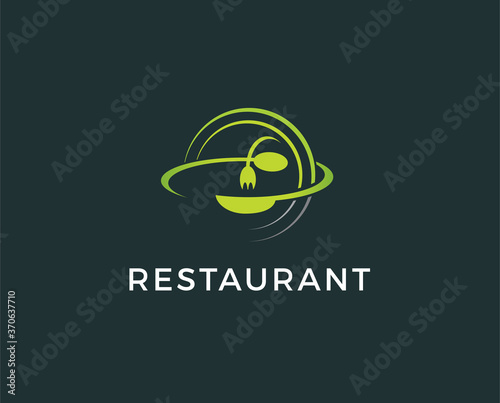 minimal restaurant logo template - vector illustration