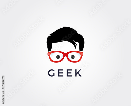 minimal geek logo template - vector illustration