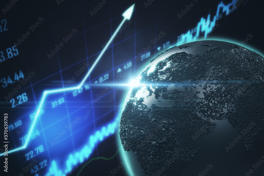 Fototapeta premium Creative globe with digital business interface.