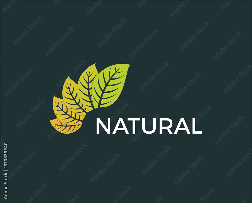 minimal green leaf logo template - vector illustration