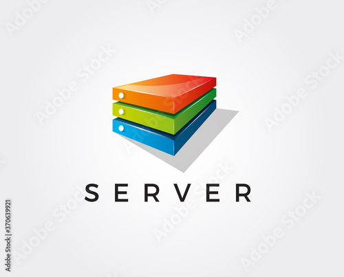 minimal server box logo template - vector illustration