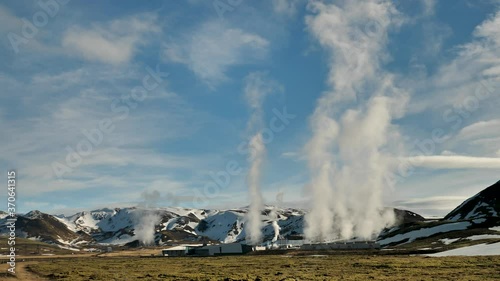Steam Venting From Nesjavellir The Geothermal Electrical Power Station, Iceland photo