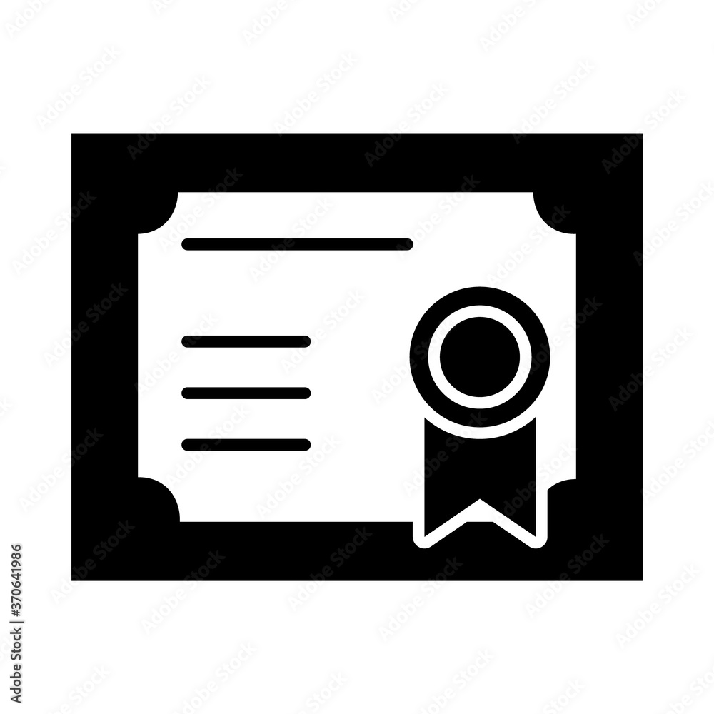 diploma with badge icon, silhouette style diploma with badge icon, silhouette style