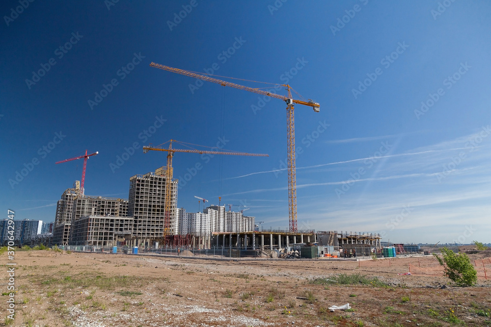 Construction site of new apartment house in desert