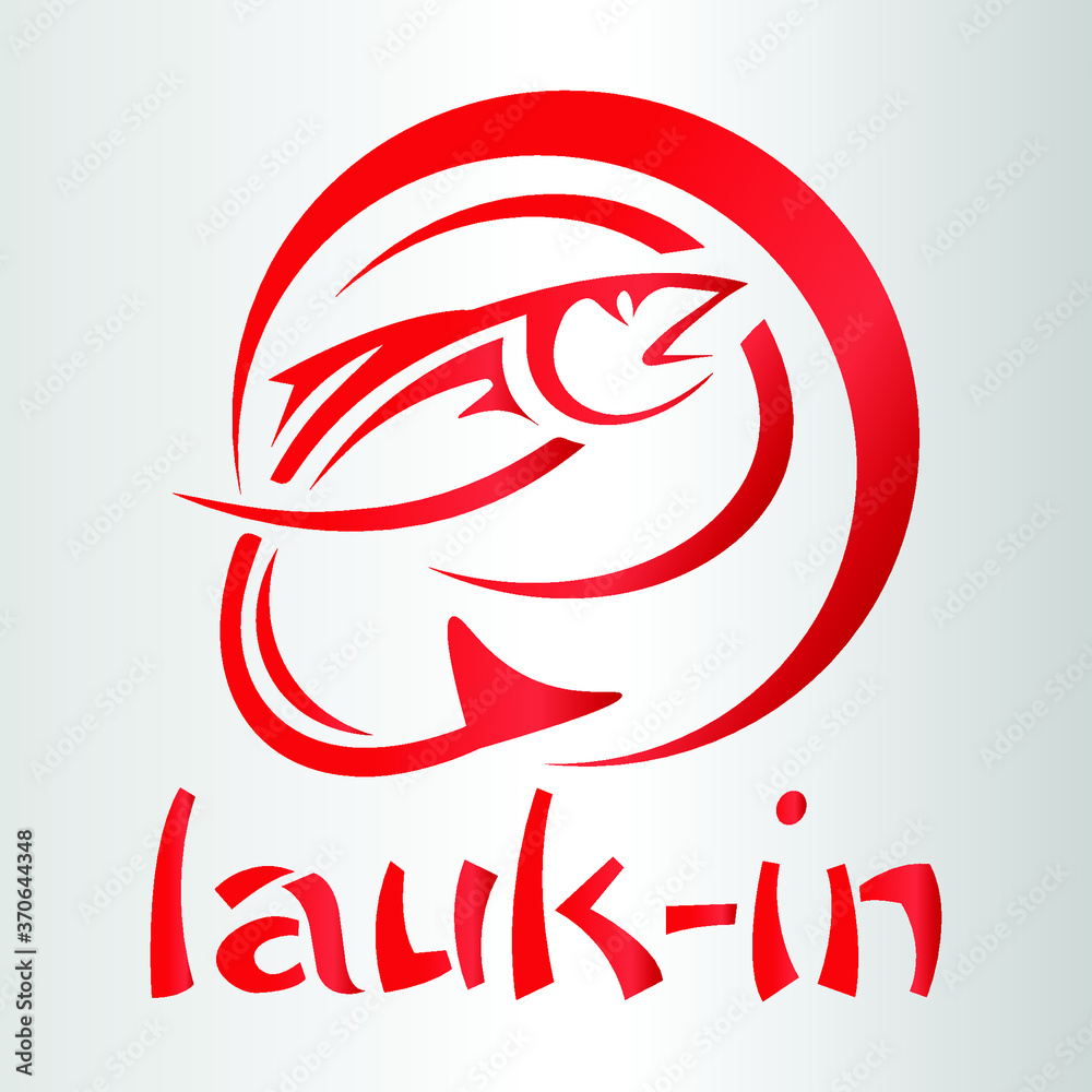 fish logo with side Lauk-in typography style. Fishing logo template. Vector illustration Concept. 