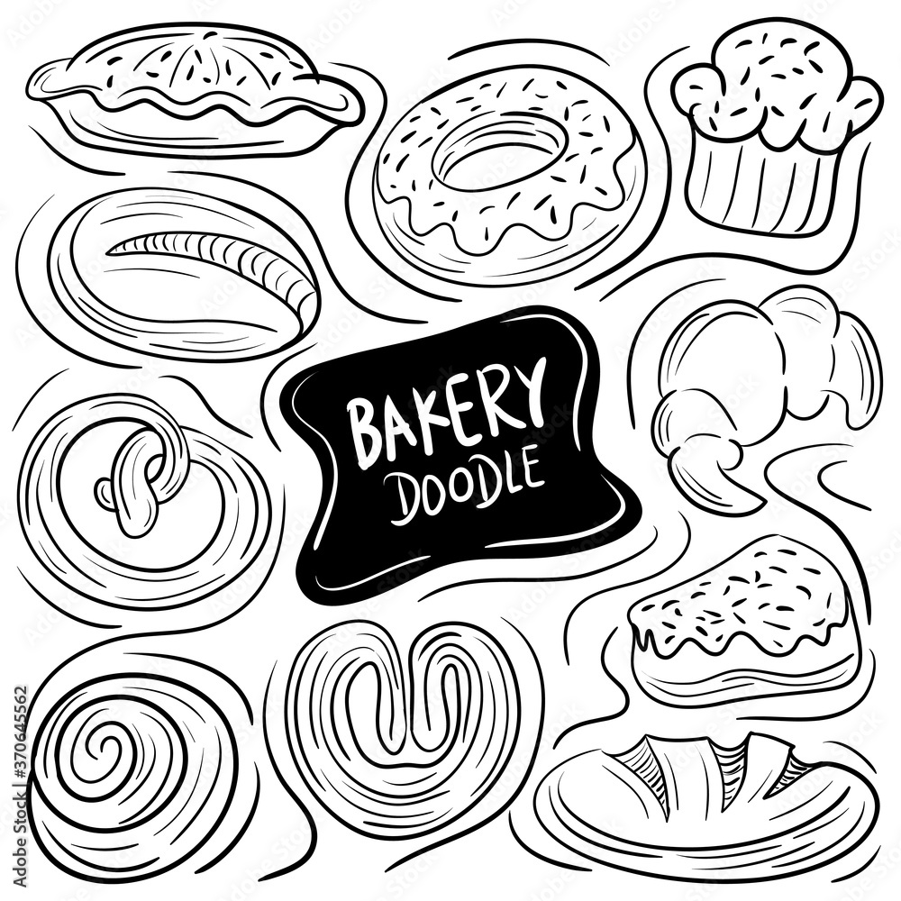 Bread and Bakery Food Hand Drawn Doodle. simple and trendy Sketch Vector illustration
Bread and Bakery Food Hand Drawn Doodle. simple and trendy Sketch Vector illustration