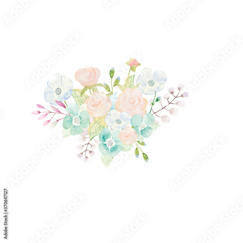 Floral watercolor composition. Banner. Congratulatory  wedding  invitation card.
