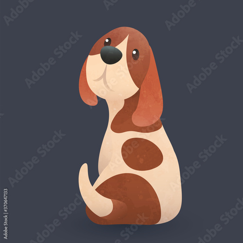Cute beagle dog looking back and begging for attention. Vector illustration.