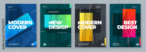 Set of Brochure Design Cover Template for Brochure, Catalog, Layout with Color Shapes. Modern Vector illustration Brochure Concept in Dark Colors