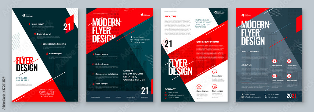 Wunschmotiv: Flyer Design Set. Dark Red Modern Flyer Background Design. Template Layout for Flyer. C