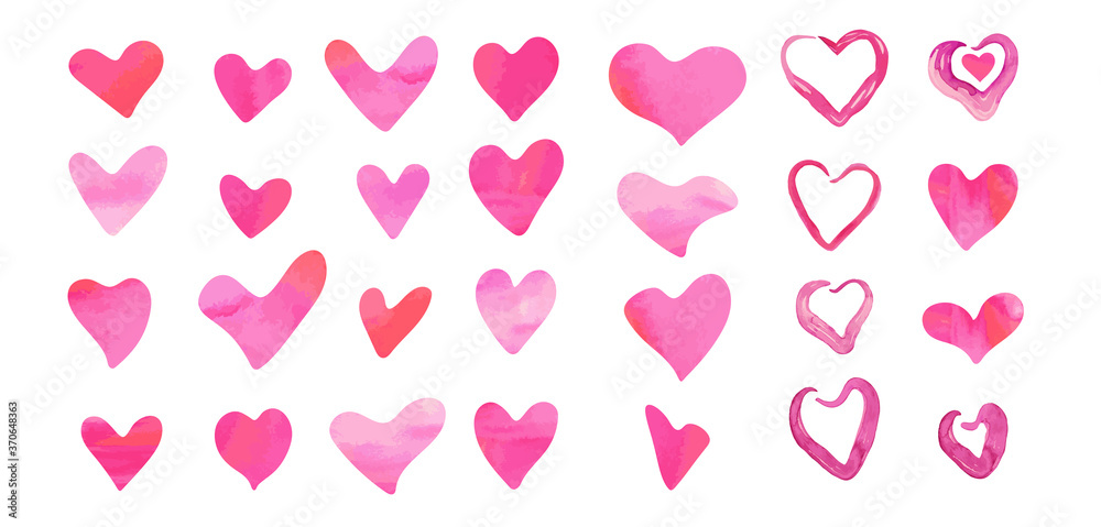 Heart Set, hand drawn icons and illustrations for valentines and wedding. Doodle hearts, hand drawn love heart collection. Vector illustration