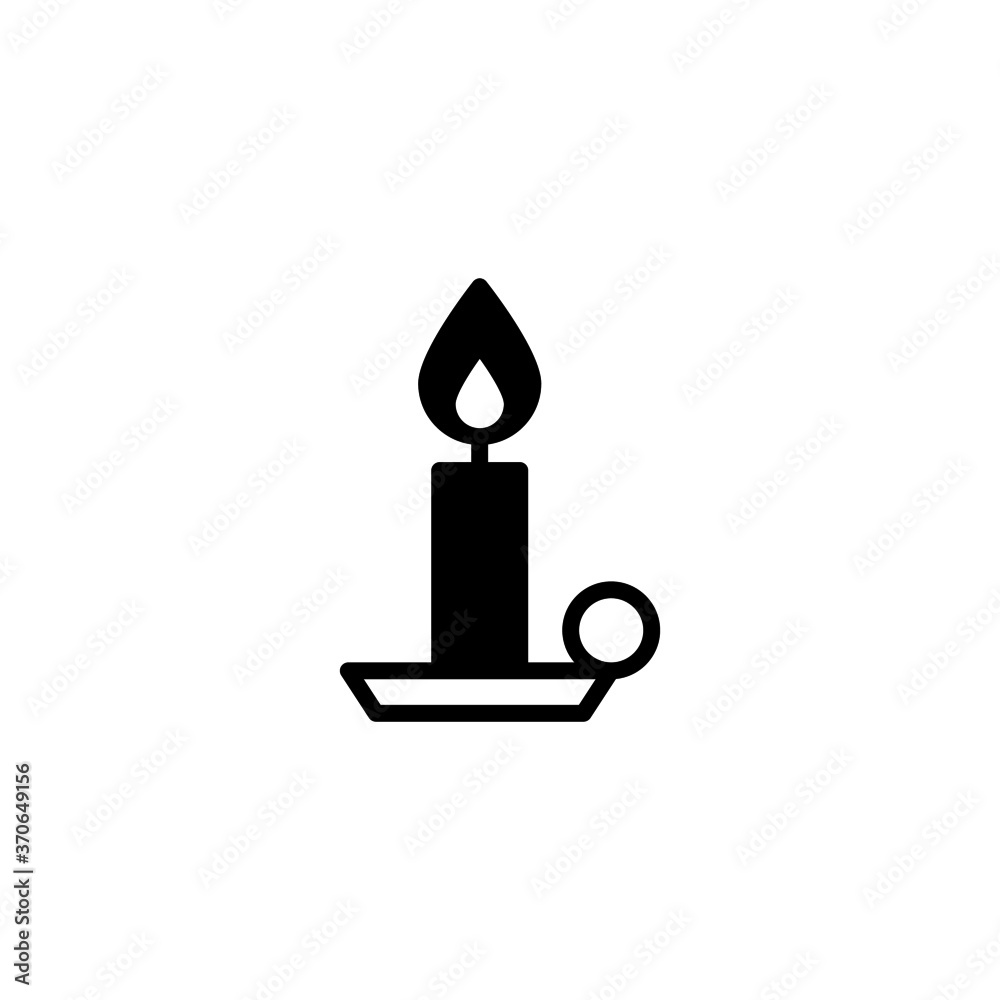 Candle light icon in black flat glyph, filled style isolated on white background Candle light icon in black flat glyph, filled style isolated on white background