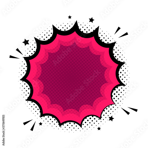 Blank template comic text speech bubble star, halftone dot background style pop art. Dialog empty comic box space Creative composition idea conversation comics book sketch explosion sudden burst bomb.