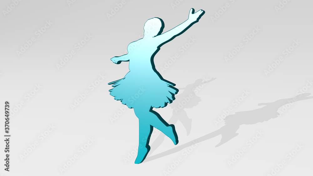 dancer 3D icon casting shadow. 3D illustration. dancing and beautiful