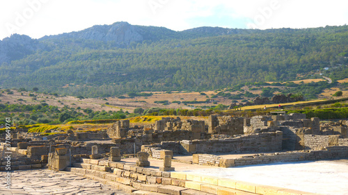 Scenic landscape with ruins of Baelo Claudia is an ancient Roman town on the coast of Spain, Bolonia, Andalusia, Spain.