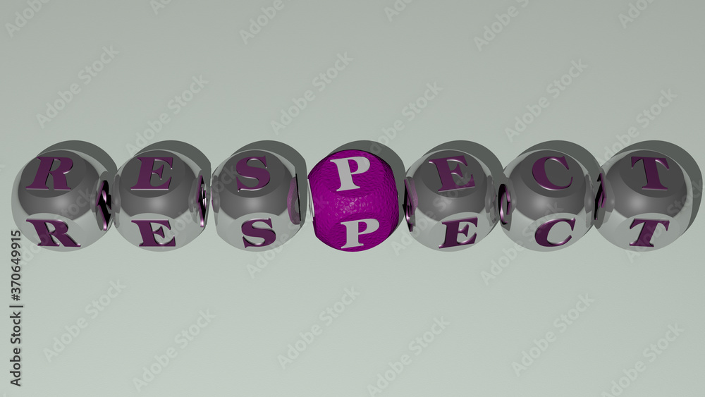 RESPECT text by cubic dice letters. 3D illustration. concept and background RESPECT text by cubic dice letters. 3D illustration. concept and background