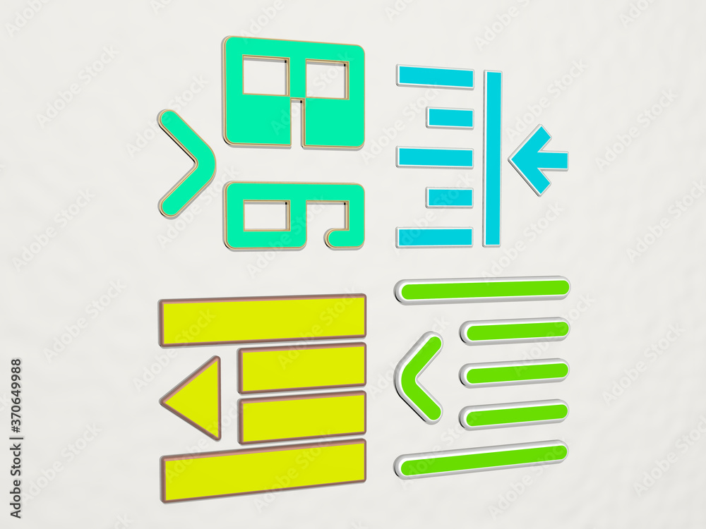 INDENT 4 icons set. 3D illustration INDENT 4 icons set. 3D illustration
