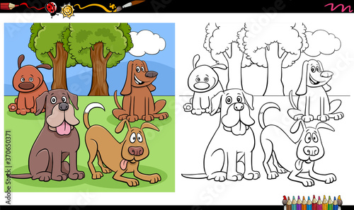 comic dogs and puppies group coloring book page © Igor Zakowski
