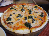 Margherita Pizza with Olives, Rishikesh, Uttarakhand, North India, India