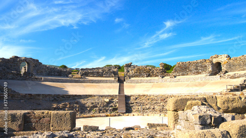 Scenic landscape with ruins of Baelo Claudia is an ancient Roman town on the coast of Spain, Bolonia, Andalusia, Spain. photo