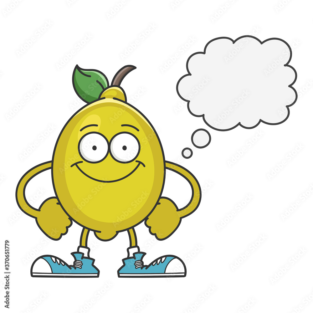 smiling lemon fruit cartoon character