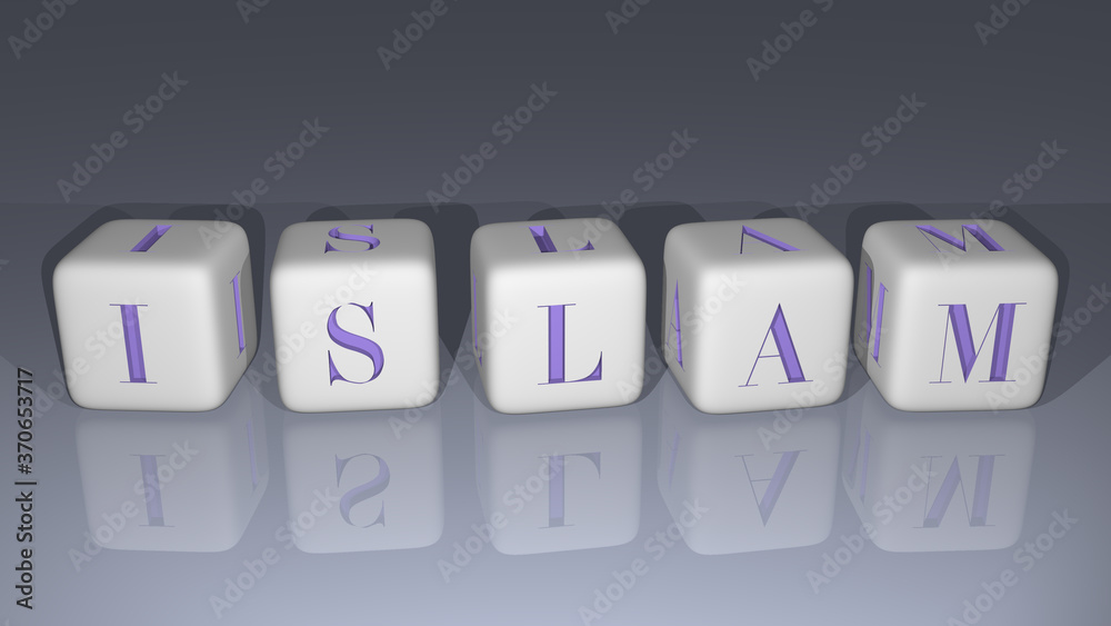 Islam built by dice letters and color crossing for the related meanings