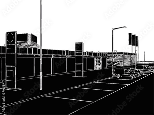 Car And Yacht Dealership Building Vector 