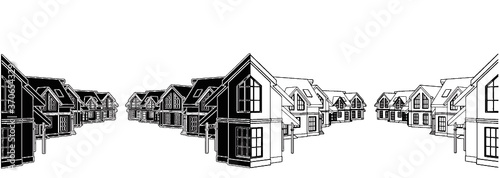 Residential Houses In The Settlement Vector. Illustration Isolated On White Background. A Vector Illustration Of Houses In The Settlement Background.
