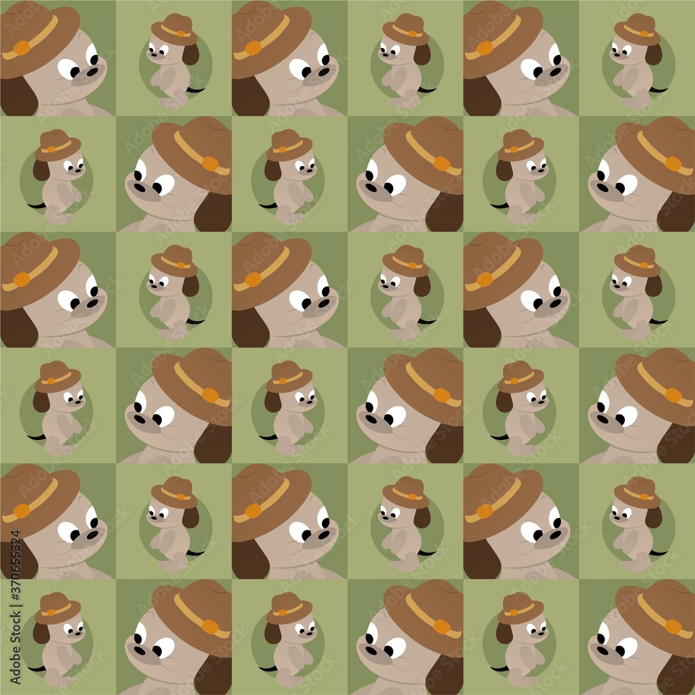 Brown Dog Standing While Wearing a Hat Cute Illustration, Cartoon Funny Character, Pattern Wallpaper Brown Dog Standing While Wearing a Hat Cute Illustration, Cartoon Funny Character, Pattern Wallpaper
